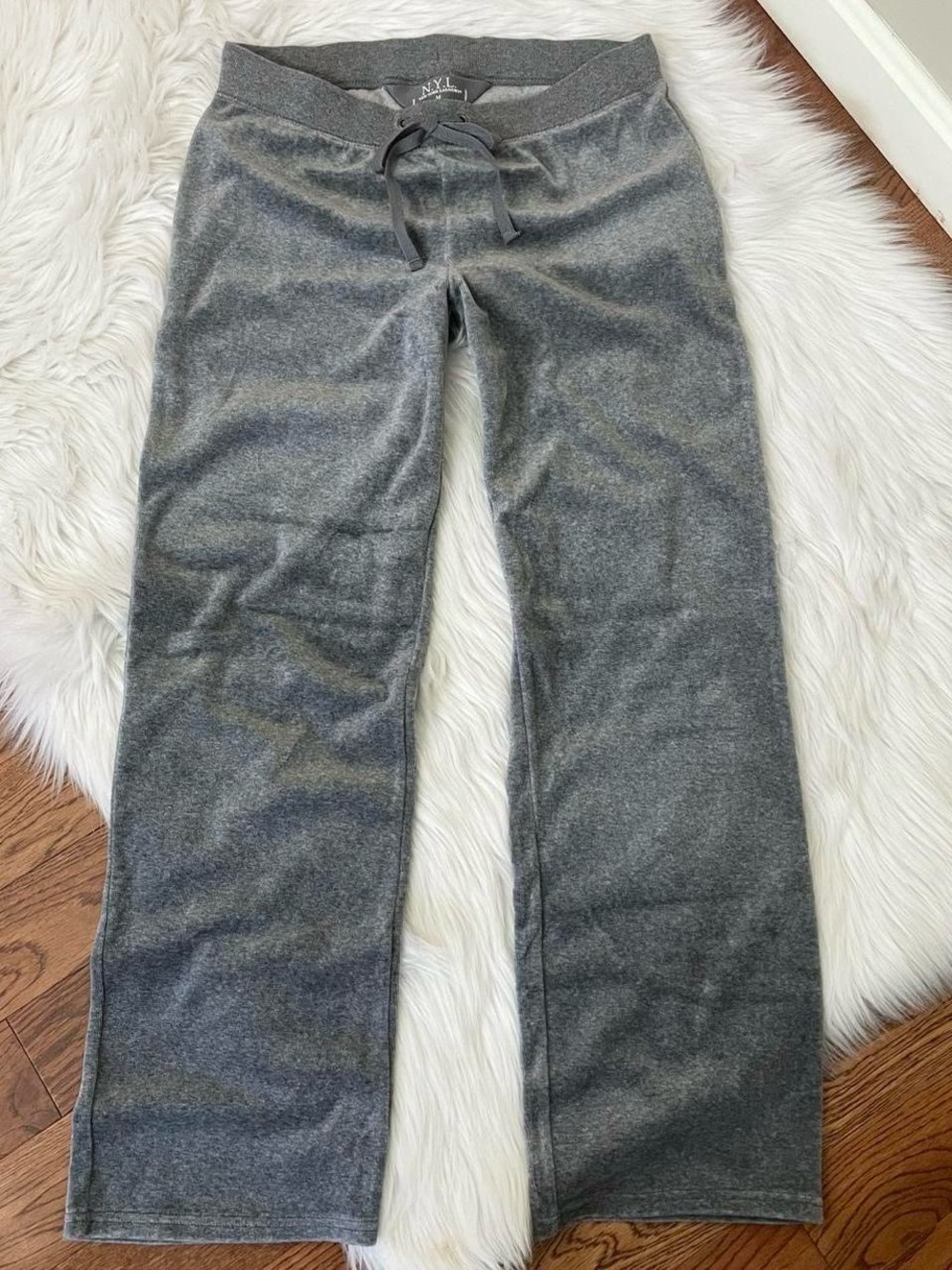 Y2k dark gray velour flare sweatpants by New York Laundry